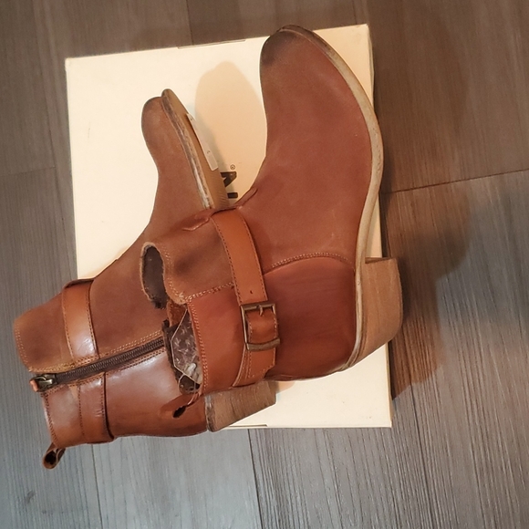 Bottines Western Roan En Cuir Marron - Taille 9.5 - Fabriquées Au Mexique - Style Bretelles Talons 3cm